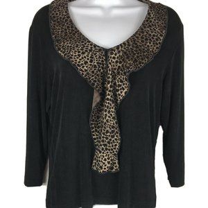 Vtg Made In Heaven Glitter Animal Print Blouse L